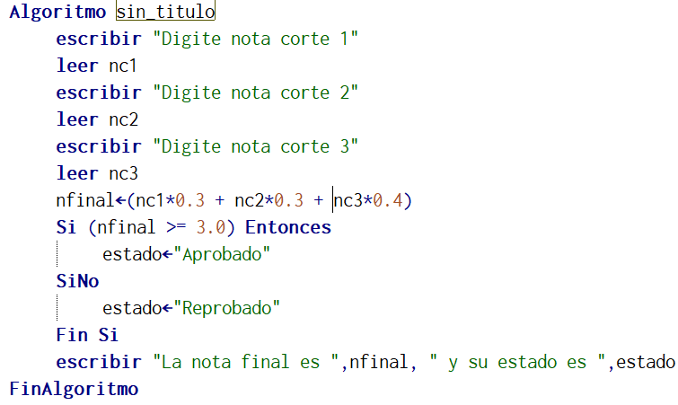 pseusocodigo de condicional doble
